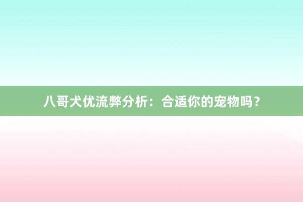八哥犬优流弊分析：合适你的宠物吗？